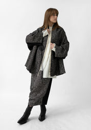 Oversized Drop Shoulder Wool Blend Tweed Jacket