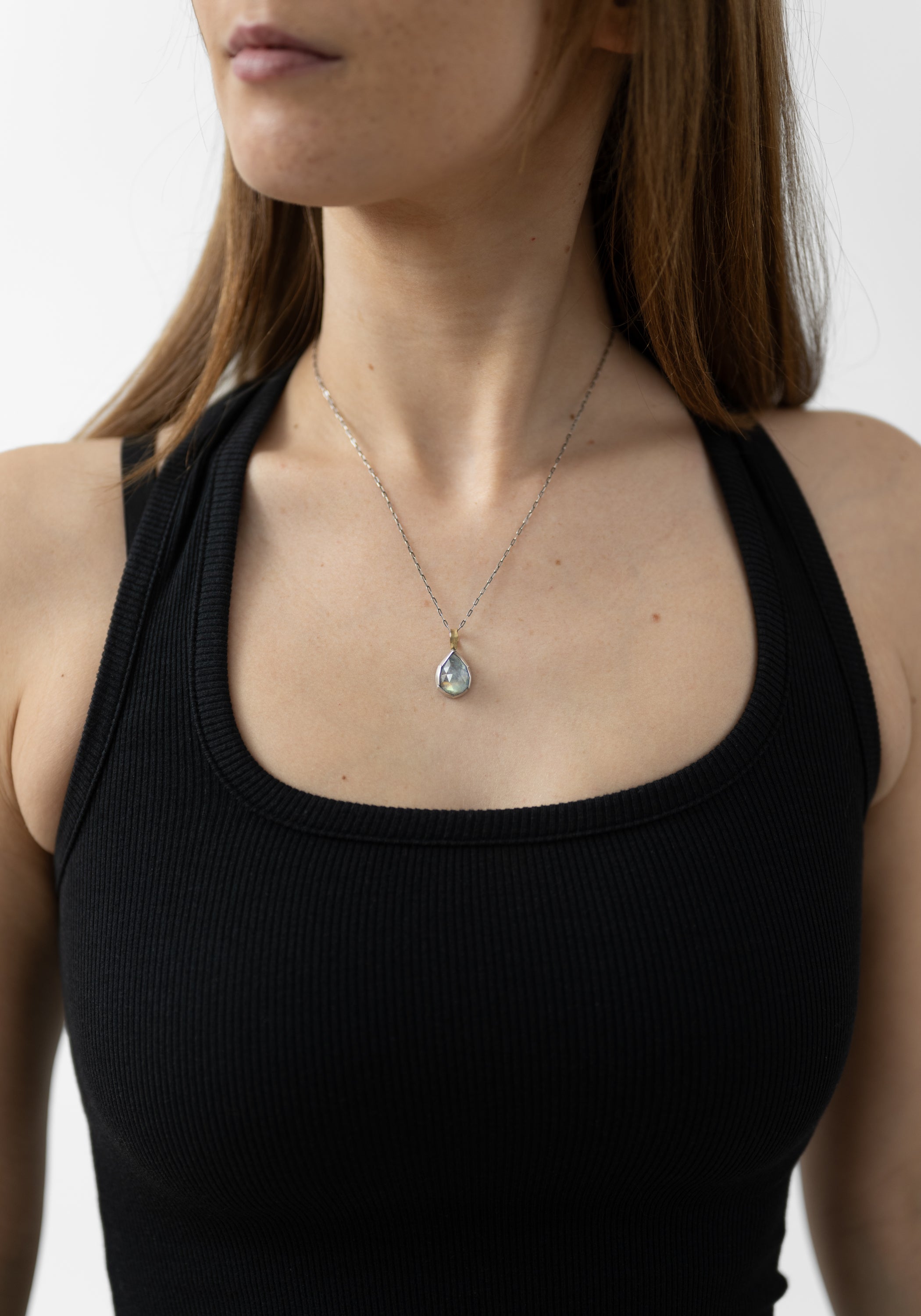 18k Yellow Gold and Sterling Gemstone Teardrop Necklace - December Thieves