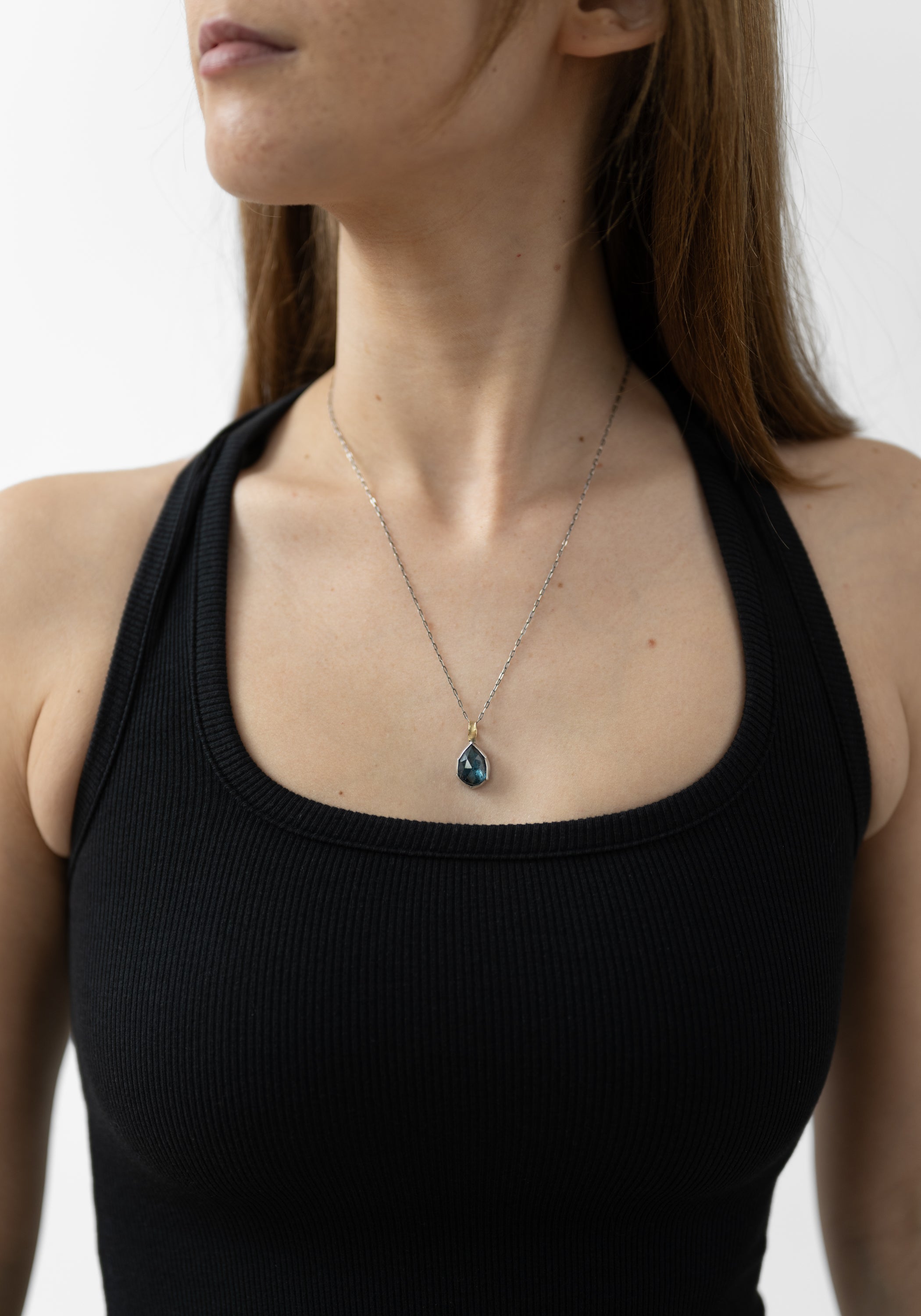 18k Yellow Gold and Sterling Gemstone Teardrop Necklace - December Thieves