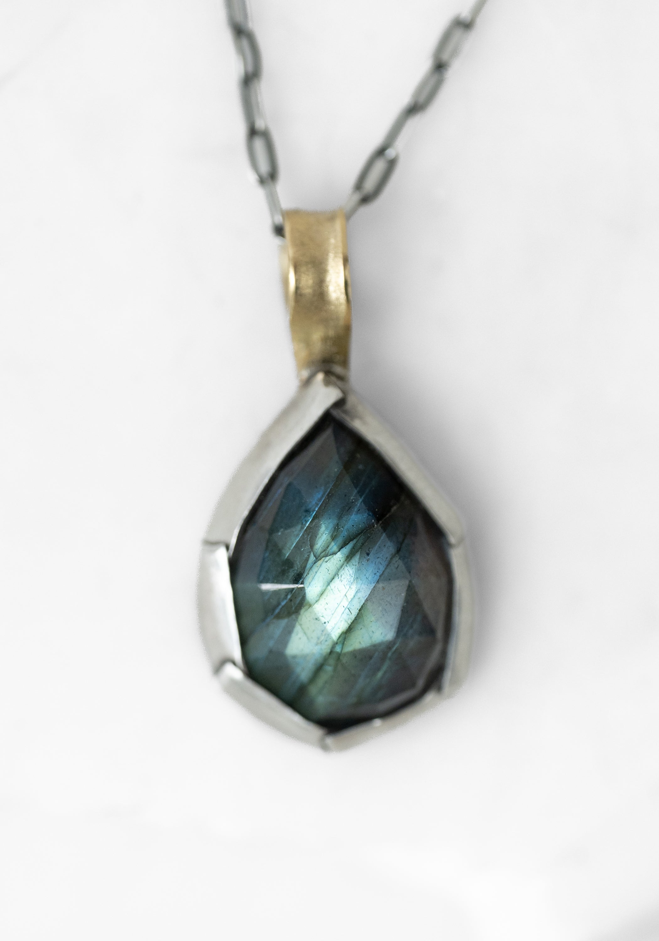 18k Yellow Gold and Sterling Gemstone Teardrop Necklace - December Thieves