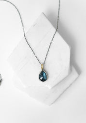 18k Yellow Gold and Sterling Gemstone Teardrop Necklace - December Thieves