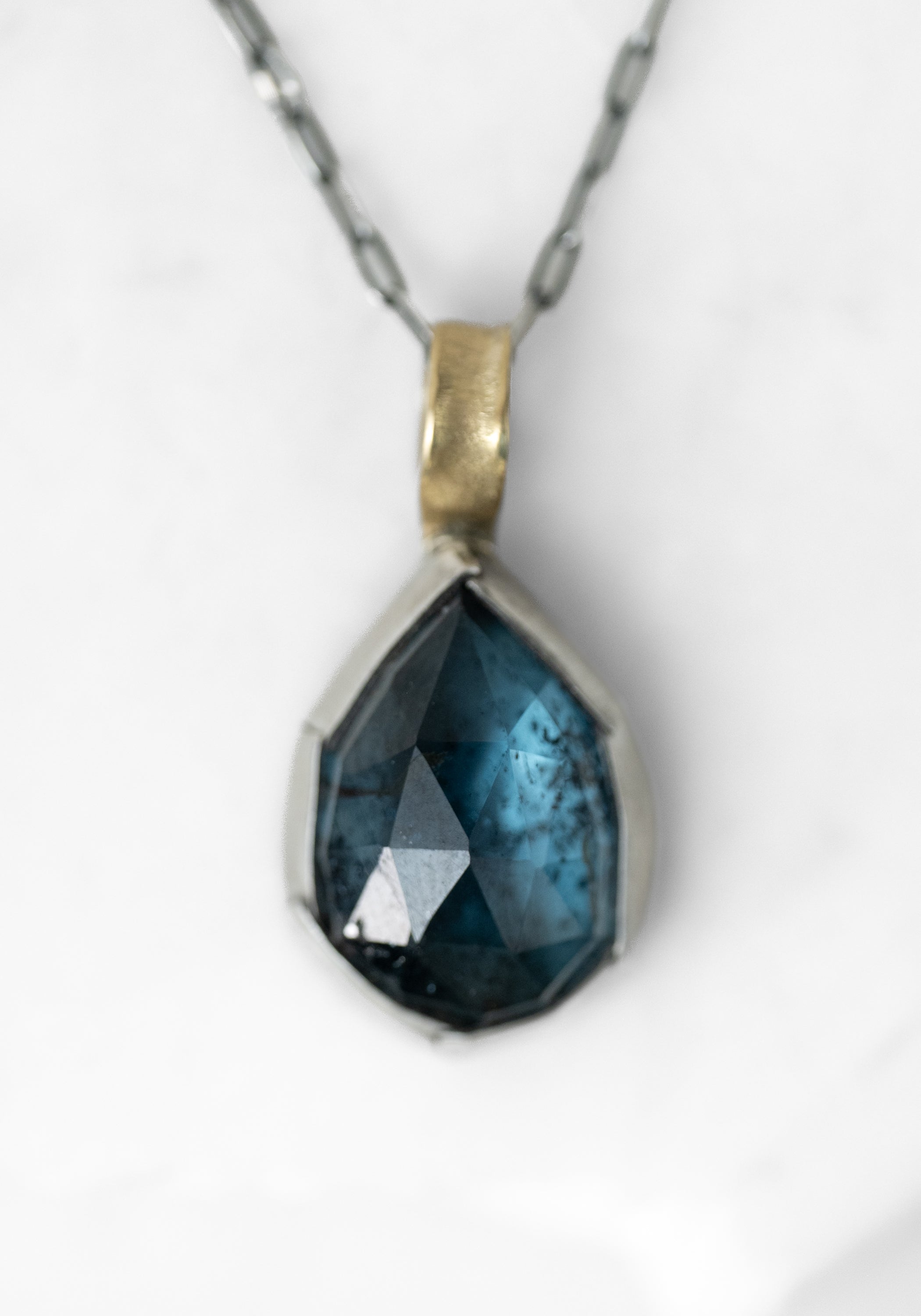 18k Yellow Gold and Sterling Gemstone Teardrop Necklace - December Thieves