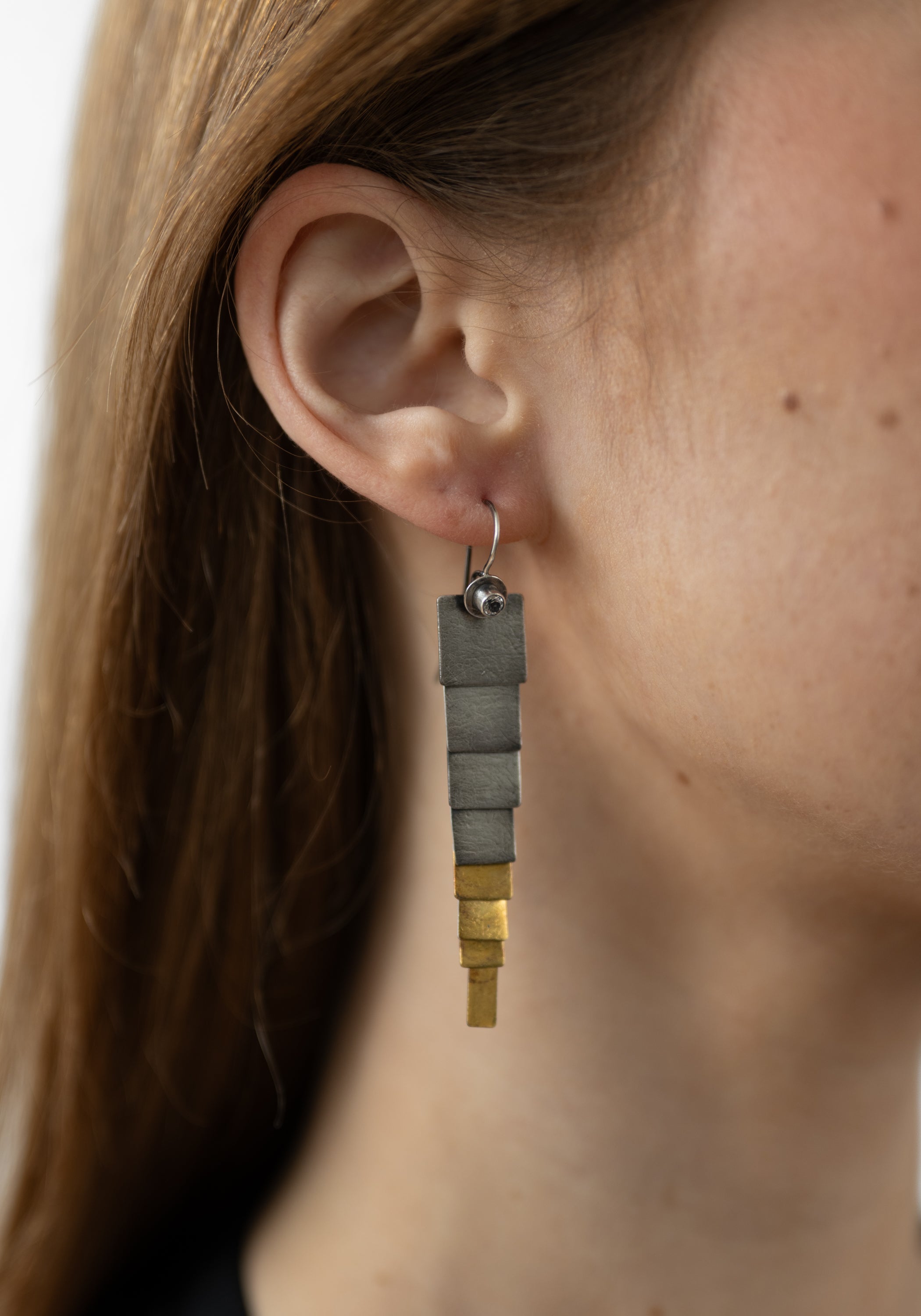 24k Gold, Sterling and White Sapphire Slim Pivot Earring - December Thieves