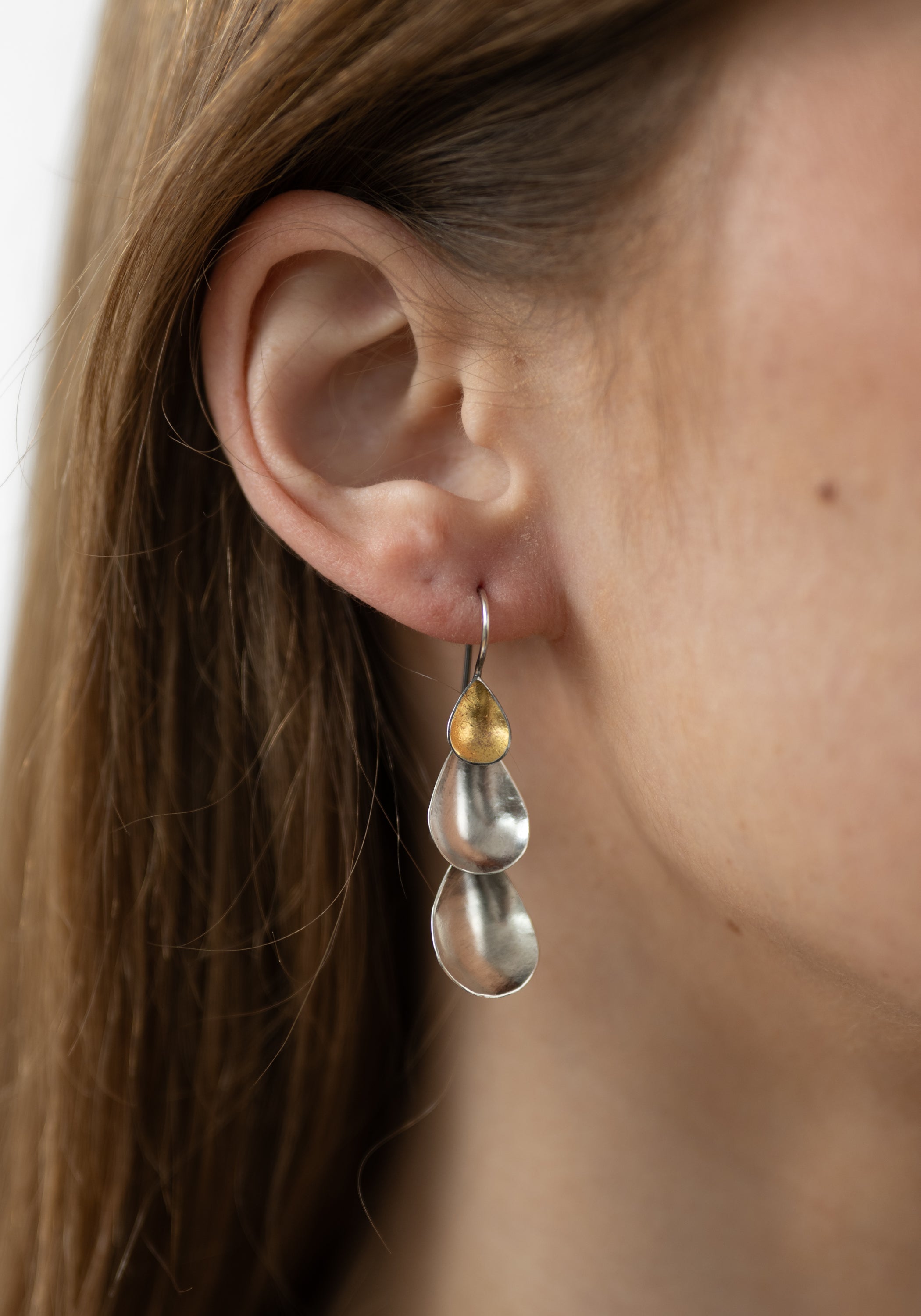 24k Gold and Sterling Petite Mixed Teardrop Dangles Earring - December Thieves