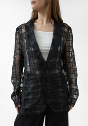 TF0102 Shadow Grid Sheer Blazer - December Thieves