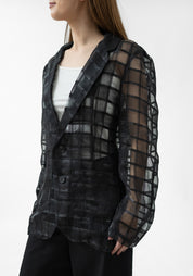 TF0102 Shadow Grid Sheer Blazer - December Thieves