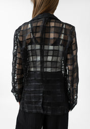 TF0102 Shadow Grid Sheer Blazer - December Thieves