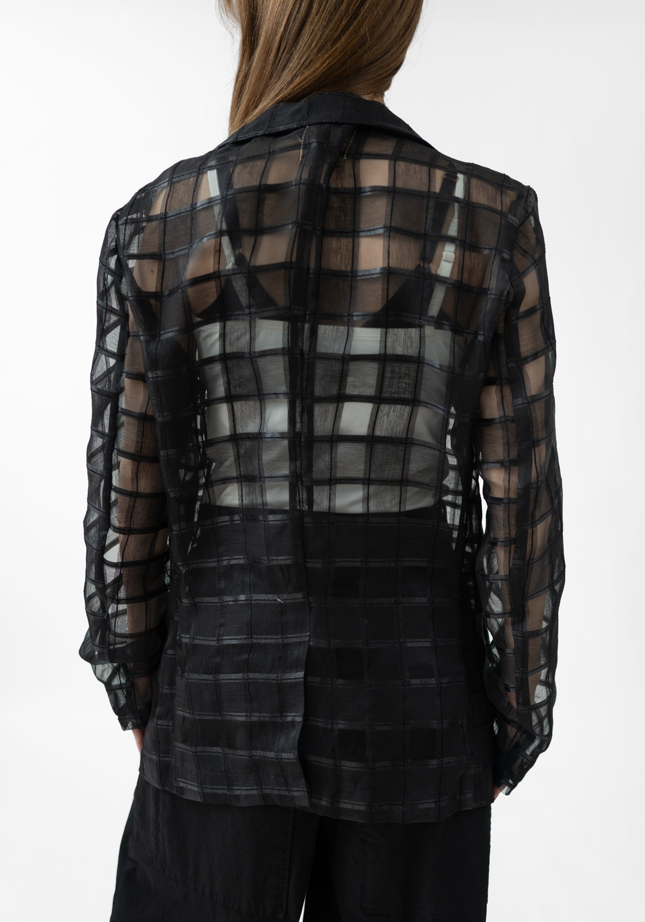 TF0102 Shadow Grid Sheer Blazer - December Thieves