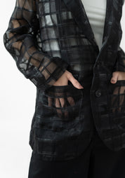 TF0102 Shadow Grid Sheer Blazer - December Thieves