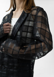 TF0102 Shadow Grid Sheer Blazer - December Thieves