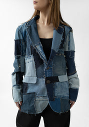 TFDE26M Upcycled Denim Patchwork Blazer - December Thieves