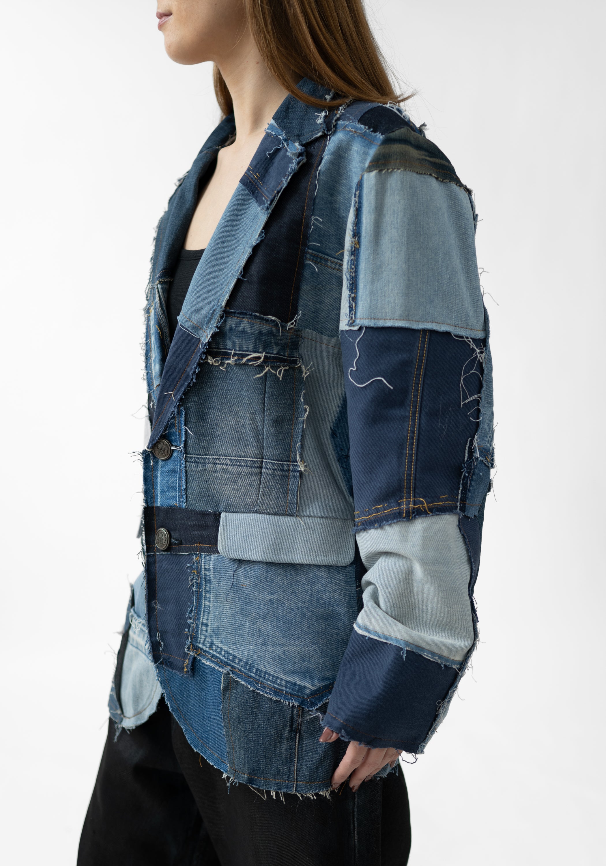 TFDE26M Upcycled Denim Patchwork Blazer - December Thieves
