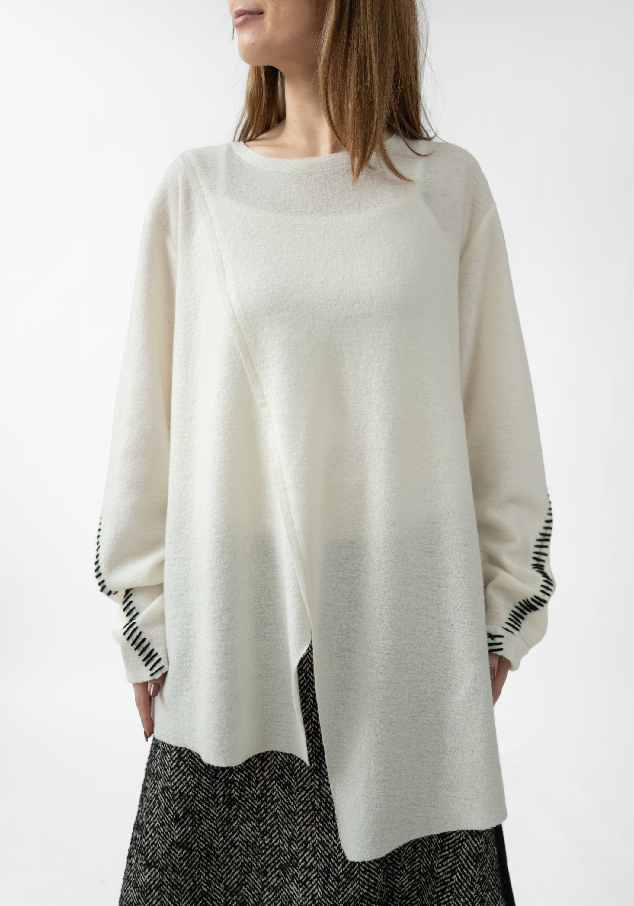 Stitch Detail Wool Blend Sweater