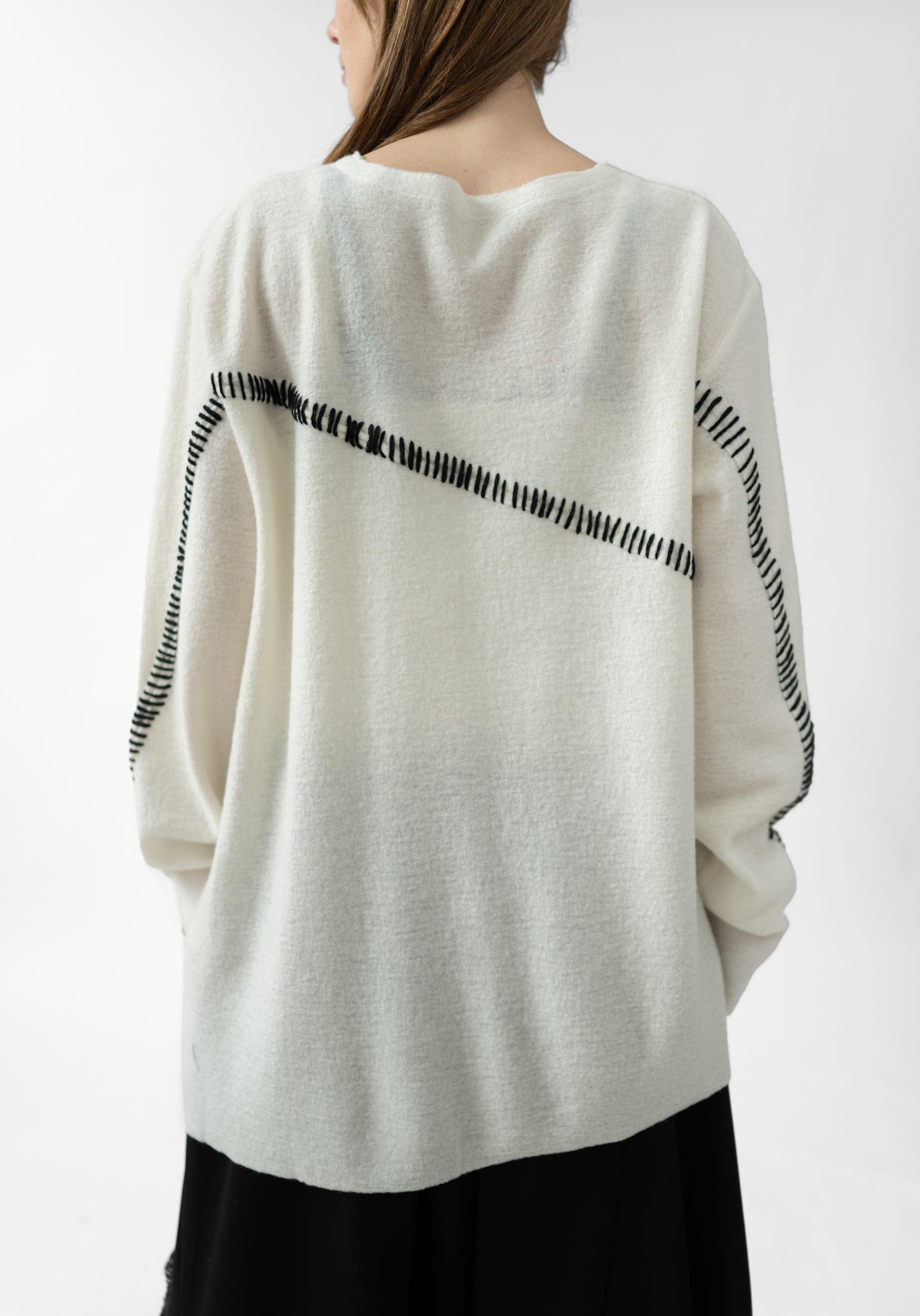Stitch Detail Wool Blend Sweater