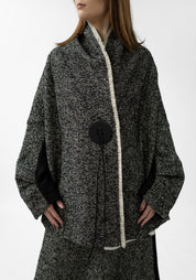 Oversized Drop Shoulder Wool Blend Tweed Jacket