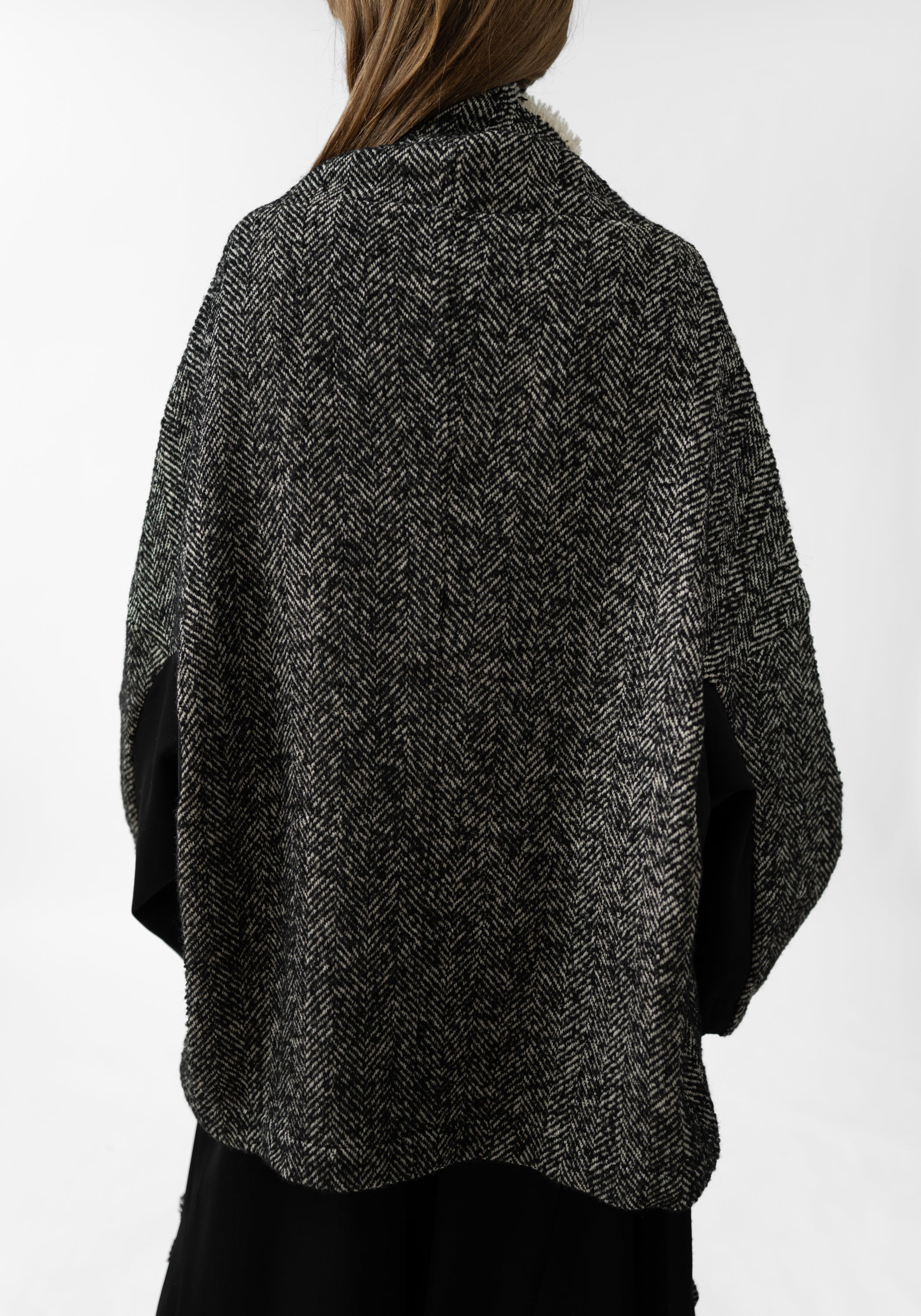 Oversized Drop Shoulder Wool Blend Tweed Jacket