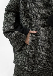 Oversized Drop Shoulder Wool Blend Tweed Jacket