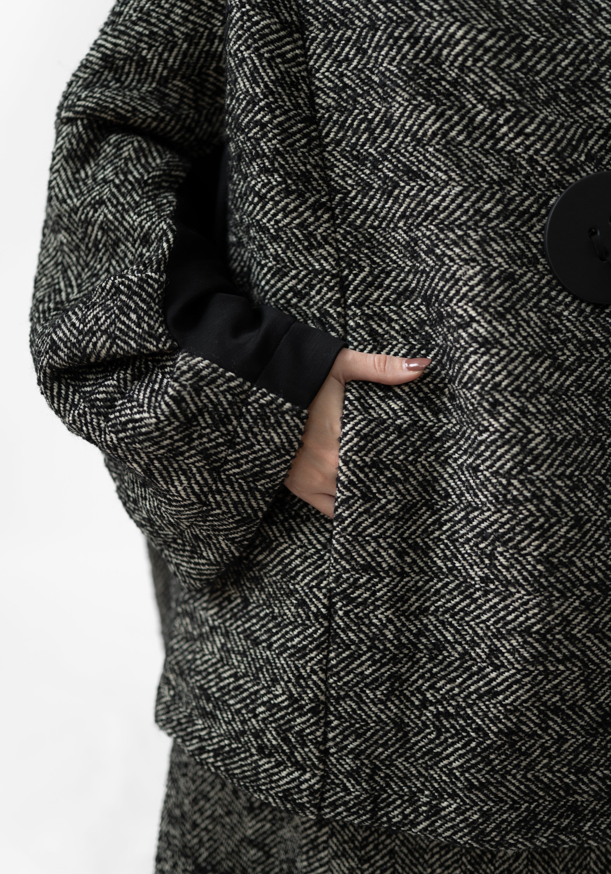 Oversized Drop Shoulder Wool Blend Tweed Jacket