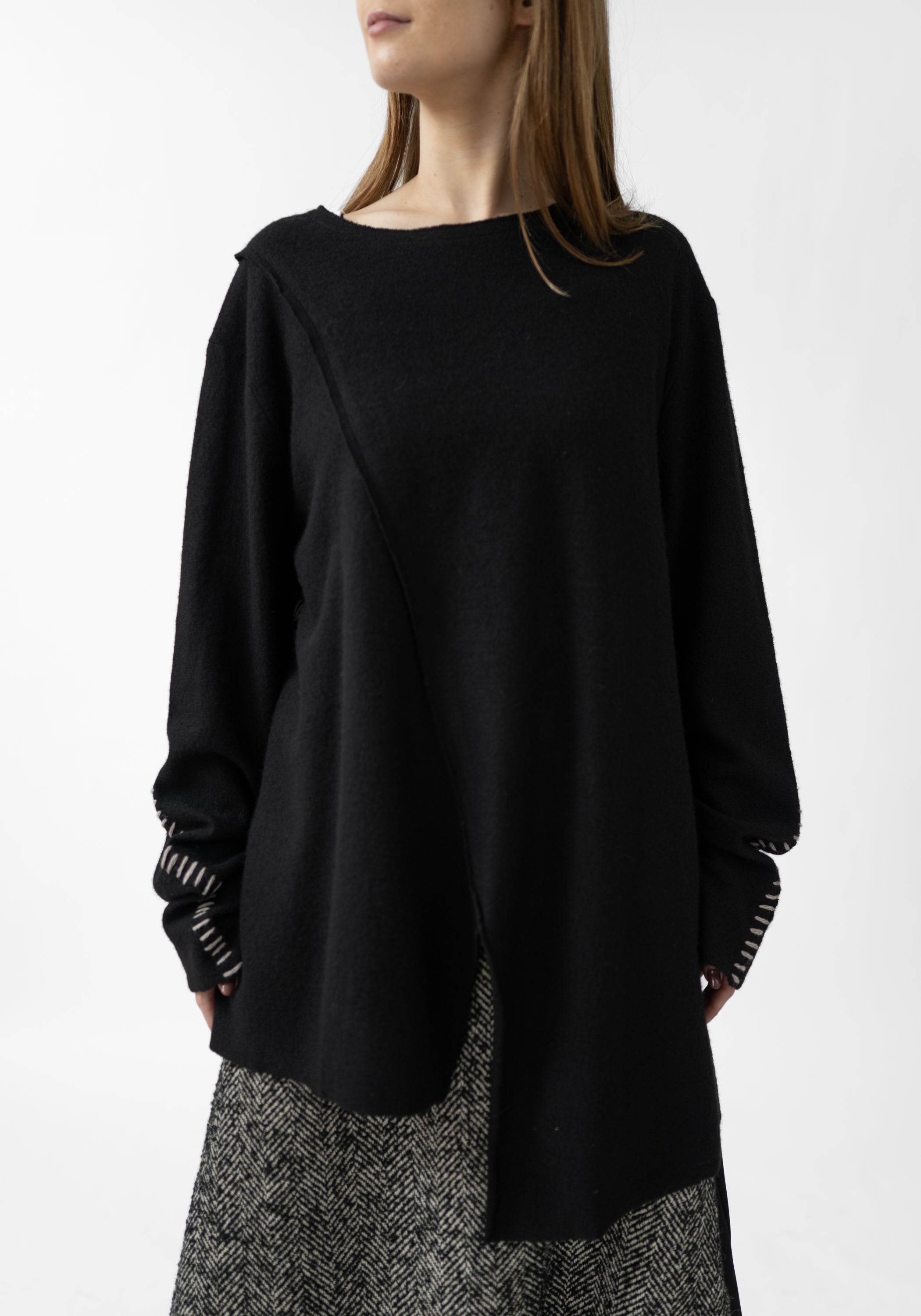Stitch Detail Wool Blend Sweater