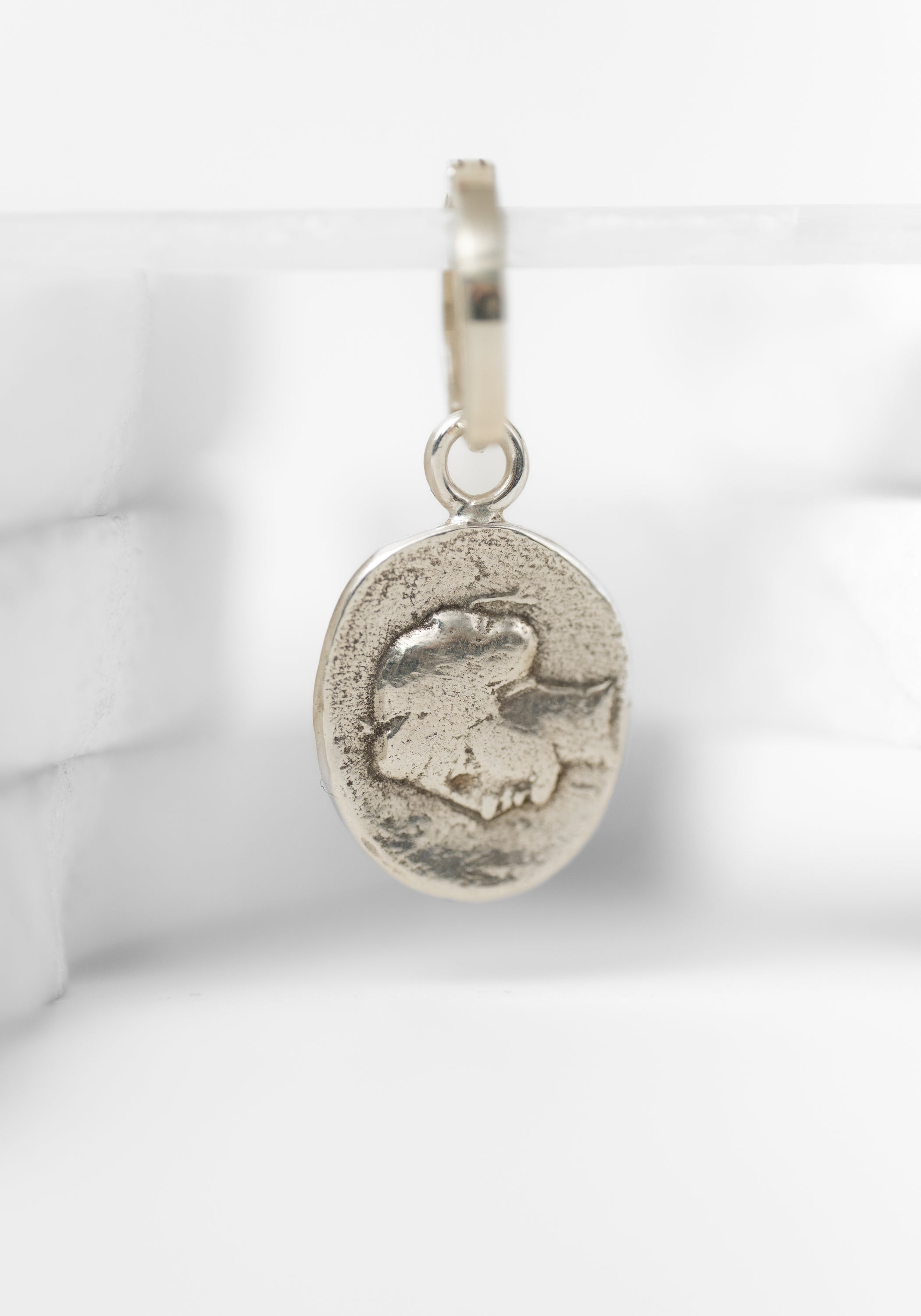 Single Sterling Pegasus Coin Earring