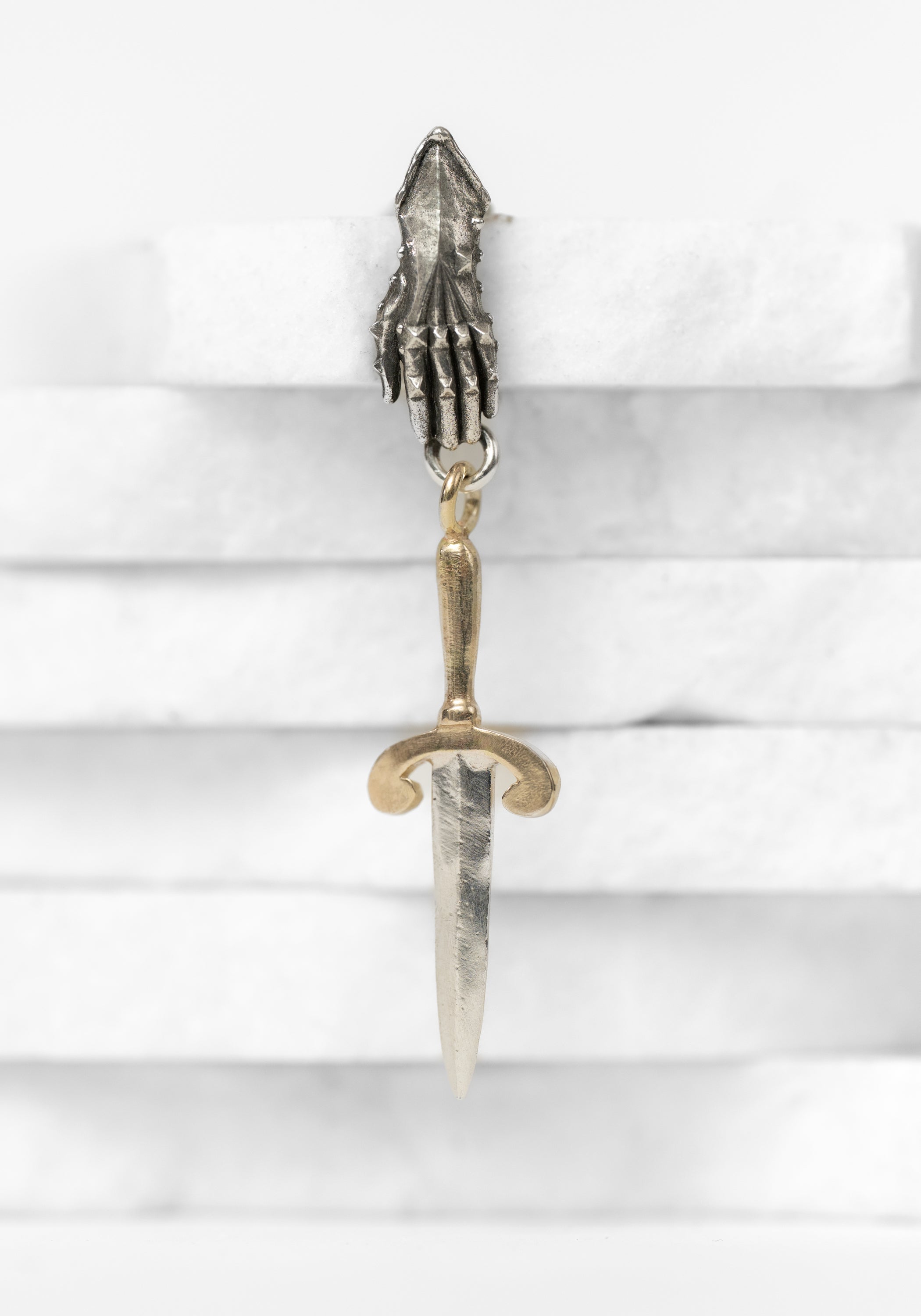 14k Gold and Sterling Parrying Dagger Earring