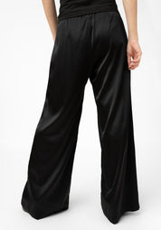Black Silk Wide Leg Palazzo Pants - December Thieves