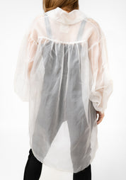 Ecru Silk Organza Pin Tuck Blouse