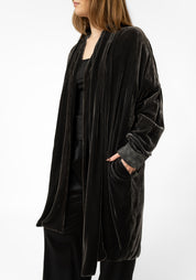 Slate Silk Velvet Cocoon Jacket - December Thieves