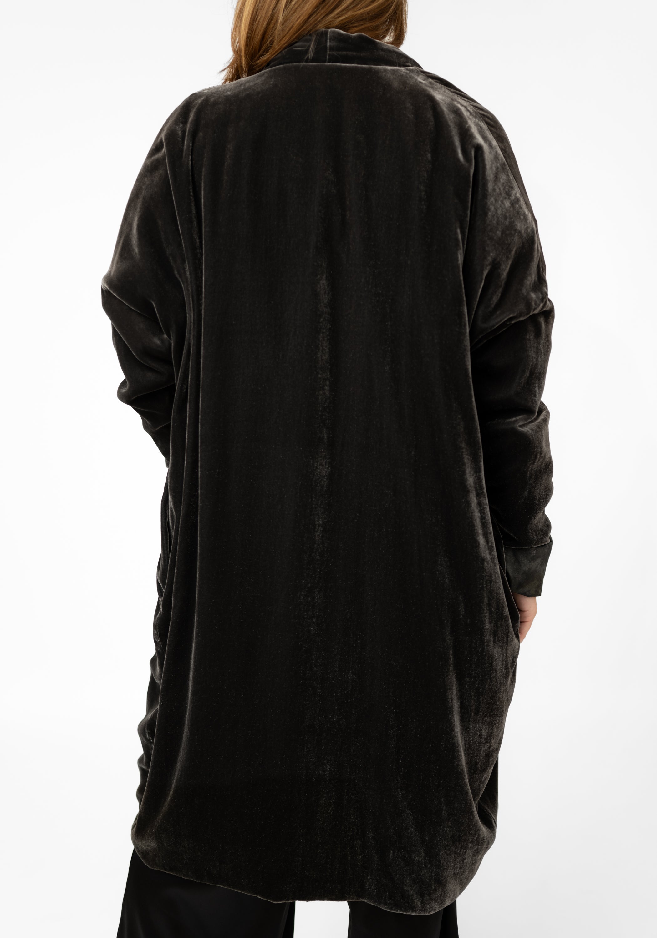Slate Silk Velvet Cocoon Jacket - December Thieves