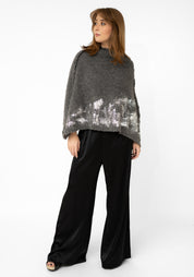 Charcoal Alpaca Silver Foiled Shrug