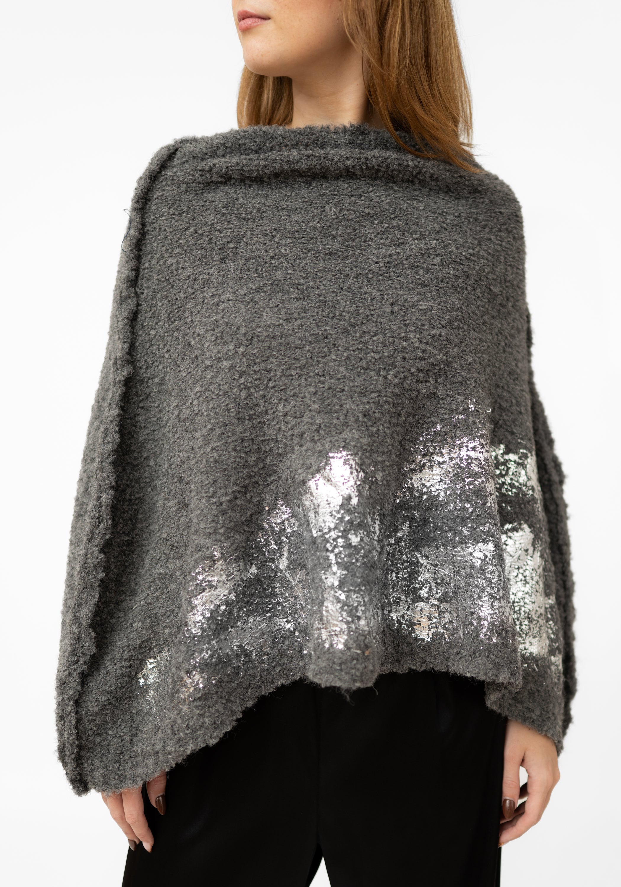 Charcoal Alpaca Silver Foiled Shrug