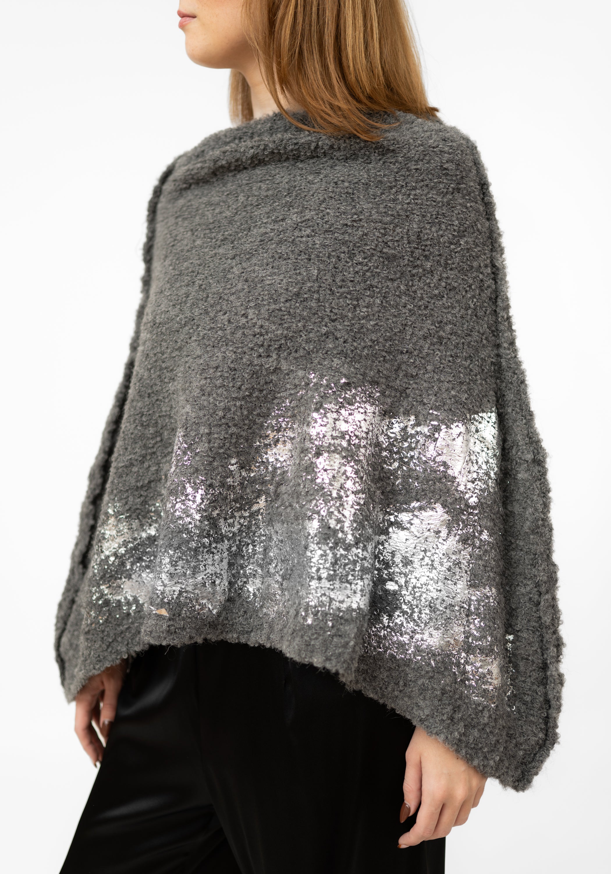 Charcoal Alpaca Silver Foiled Shrug