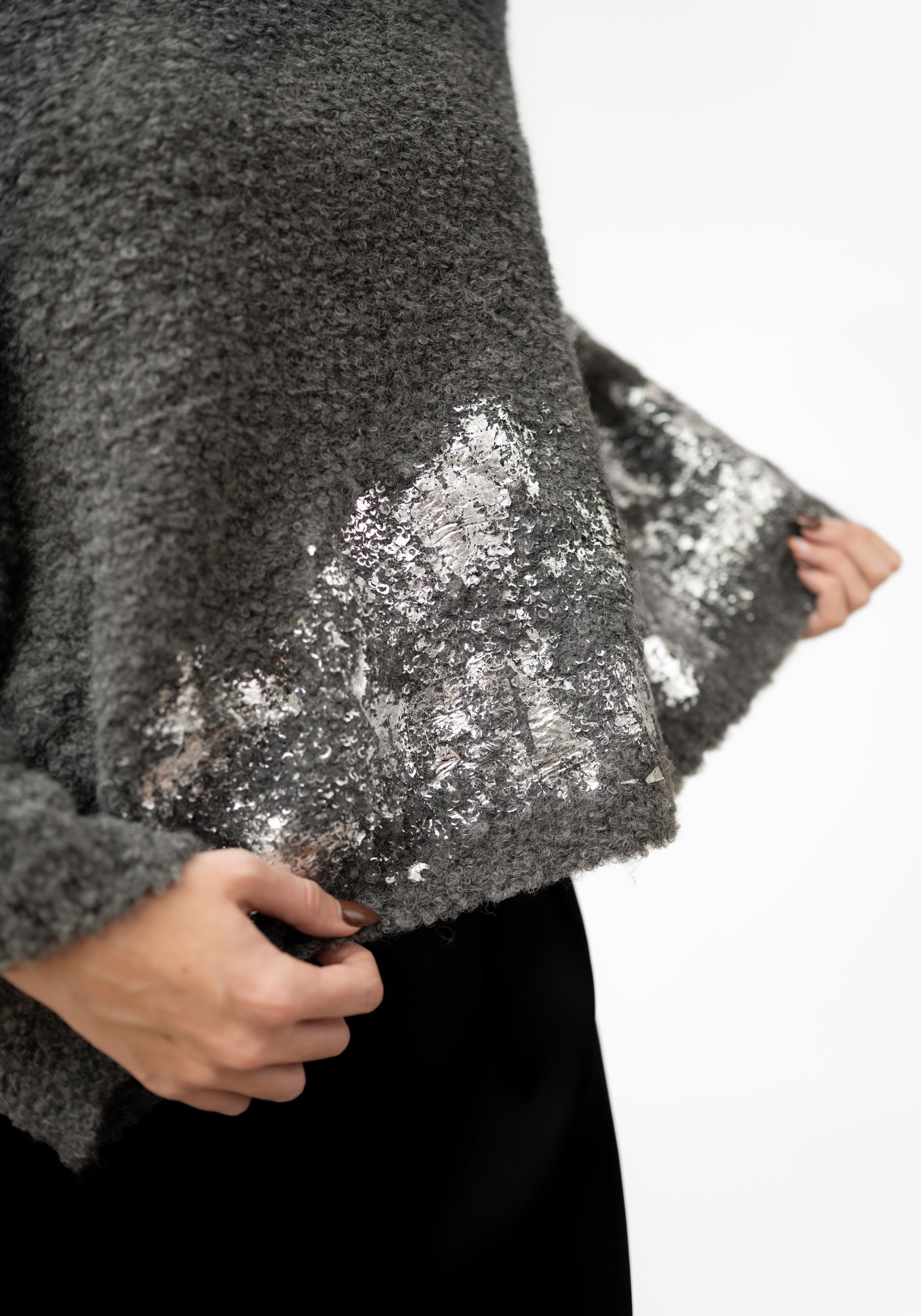 Charcoal Alpaca Silver Foiled Shrug