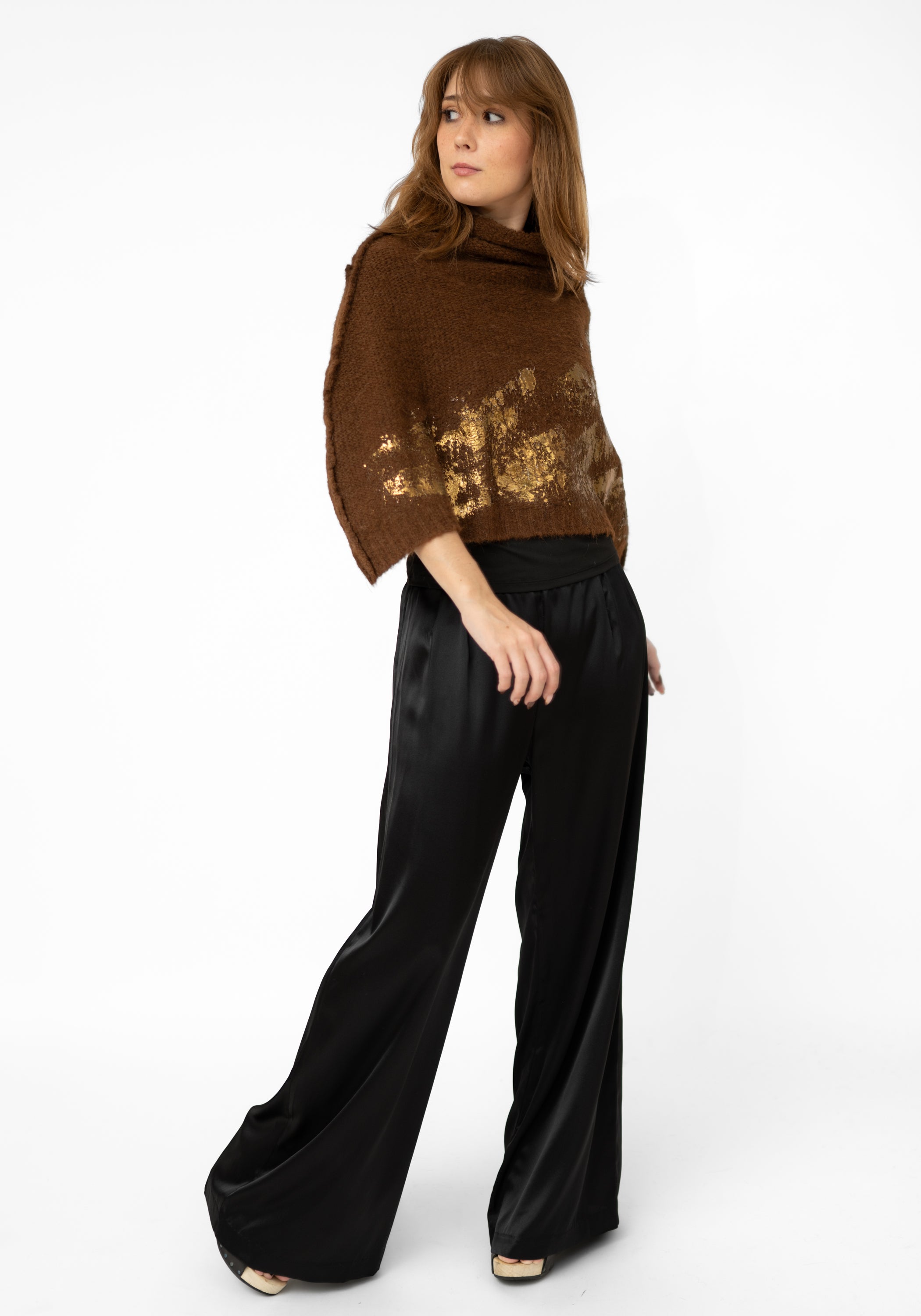 Black Silk Wide Leg Palazzo Pants - December Thieves