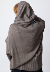 Edooh Asymmetric Oversized Wool Blend Knit Hoodie