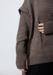 Edooh Asymmetric Oversized Wool Blend Knit Hoodie