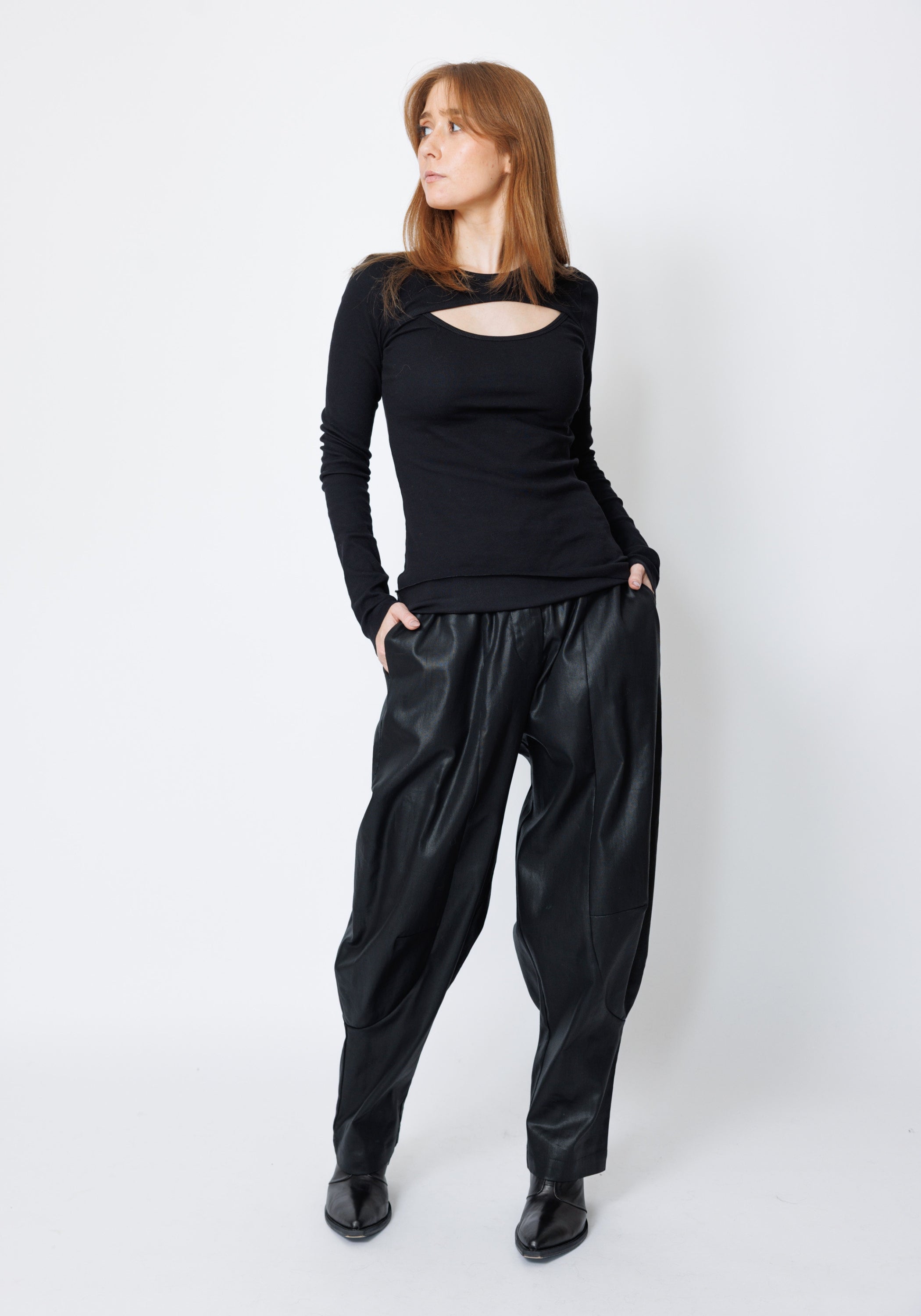 Rundo Coated Drop Seat Tapered Leg Pants