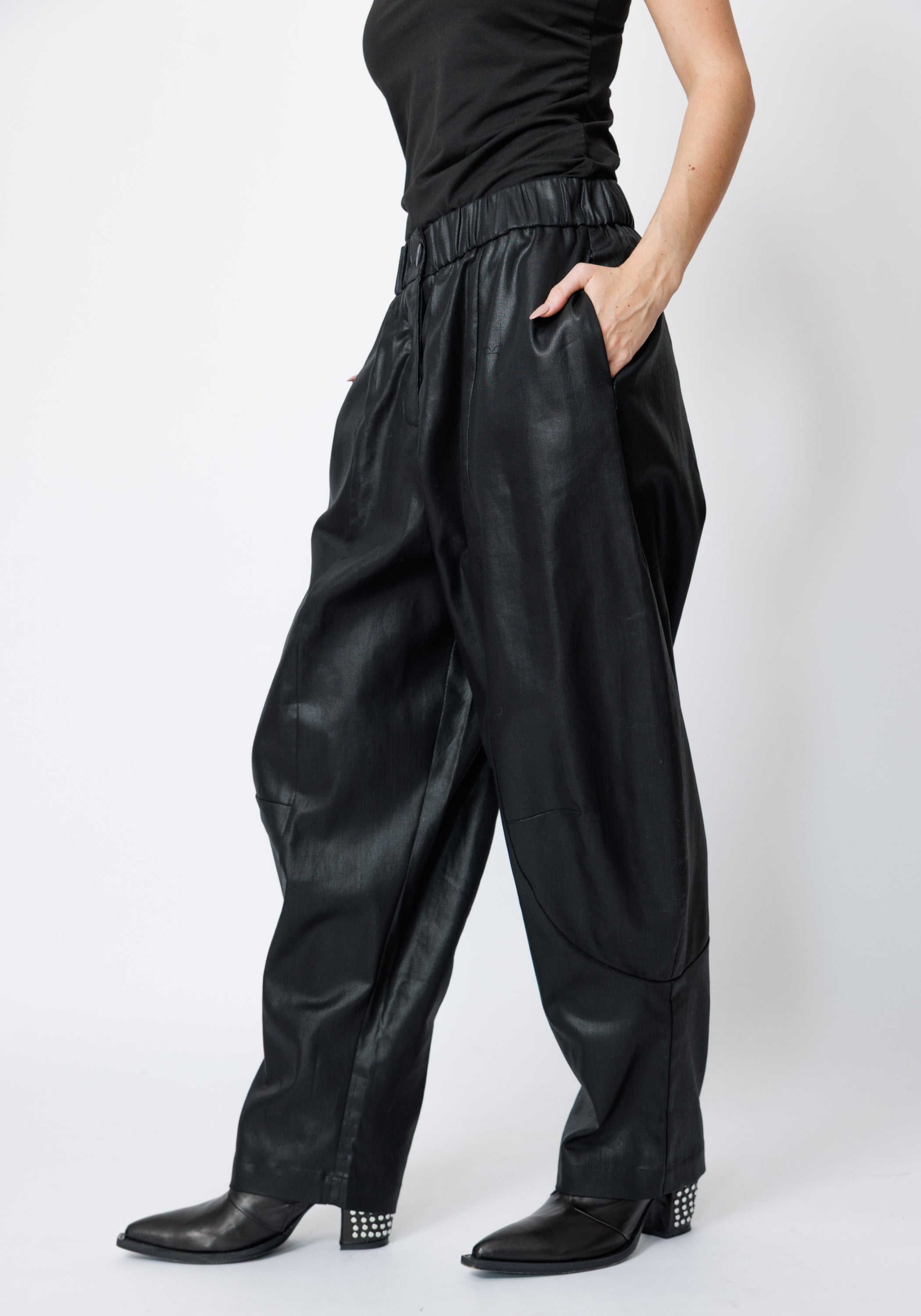 Rundo Coated Drop Seat Tapered Leg Pants