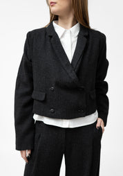 Cropped Wool Blend Blazer