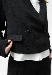 Cropped Wool Blend Blazer