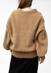 Camel Alpaca Oversized Bomber Jacket