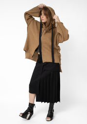 Camel Alpaca Oversized Zip Front Hoodie - December Thieves