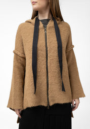 Camel Alpaca Oversized Zip Front Hoodie - December Thieves