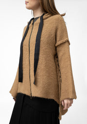 Camel Alpaca Oversized Zip Front Hoodie - December Thieves
