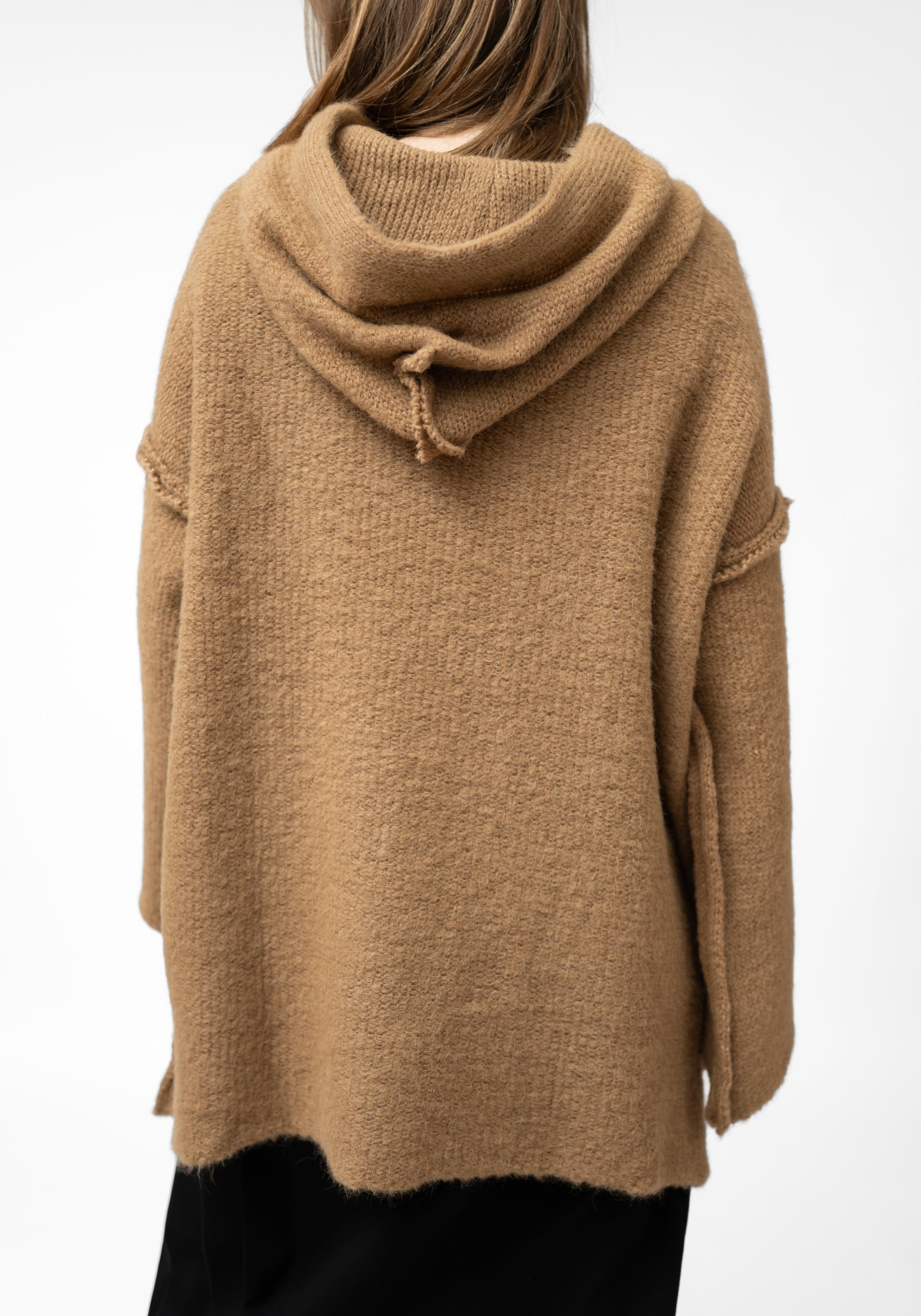 Camel Alpaca Oversized Zip Front Hoodie - December Thieves