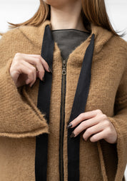 Camel Alpaca Oversized Zip Front Hoodie - December Thieves