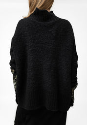 Black Alpaca Oilslick Foiled Knit Sweater