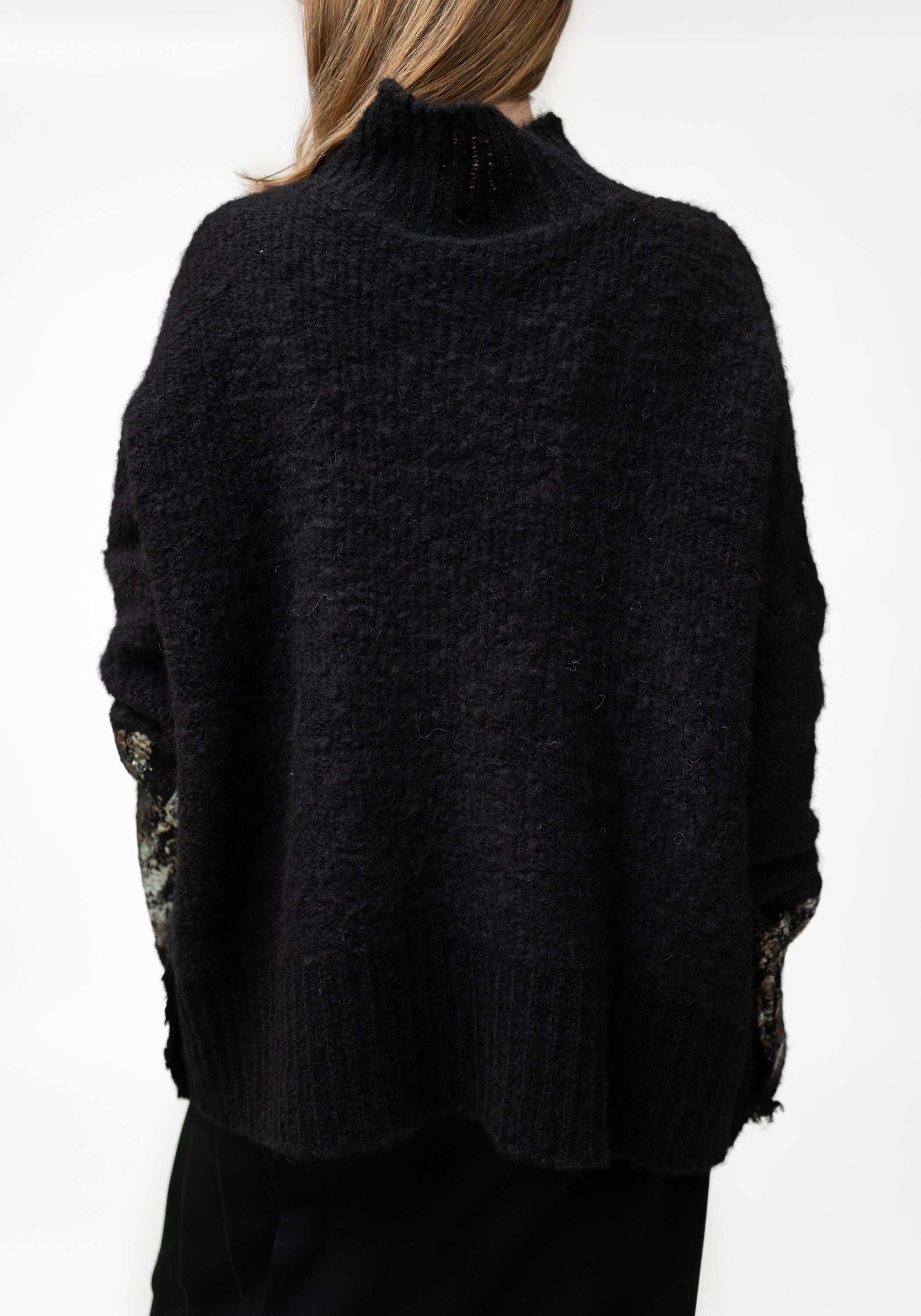 Black Alpaca Oilslick Foiled Knit Sweater