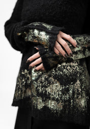 Black Alpaca Oilslick Foiled Knit Sweater