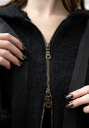 Black Alpaca Oversized Zip Front Hoodie